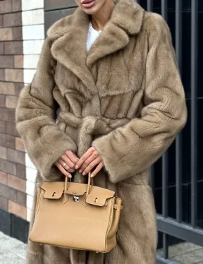 Женская длинная норковая шуба Pastel