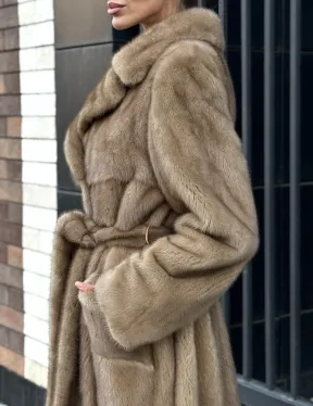 Женская длинная норковая шуба Pastel