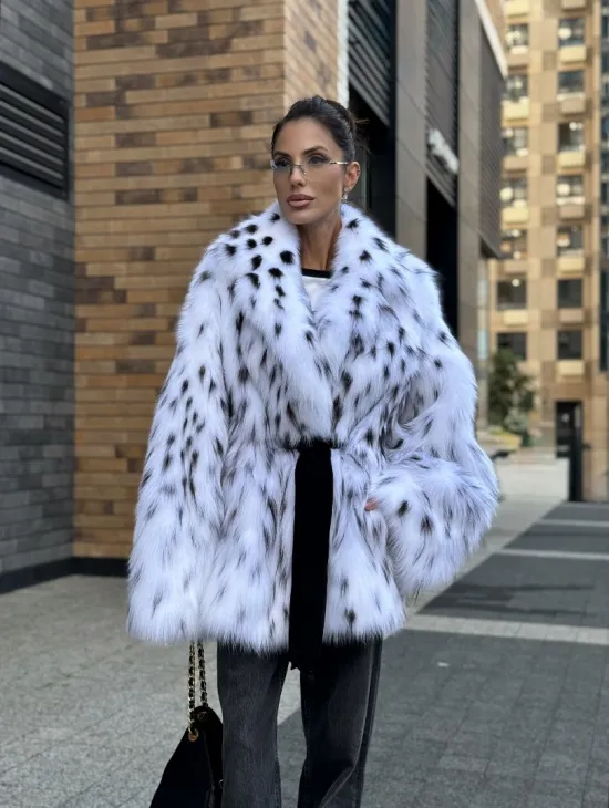Шуба летучка из меха лисы под рысь Exclusive