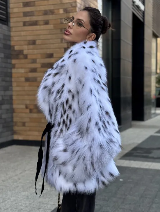 Шуба летучка из меха лисы под рысь Exclusive