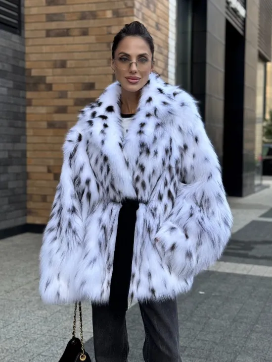 Шуба летучка из меха лисы под рысь Exclusive