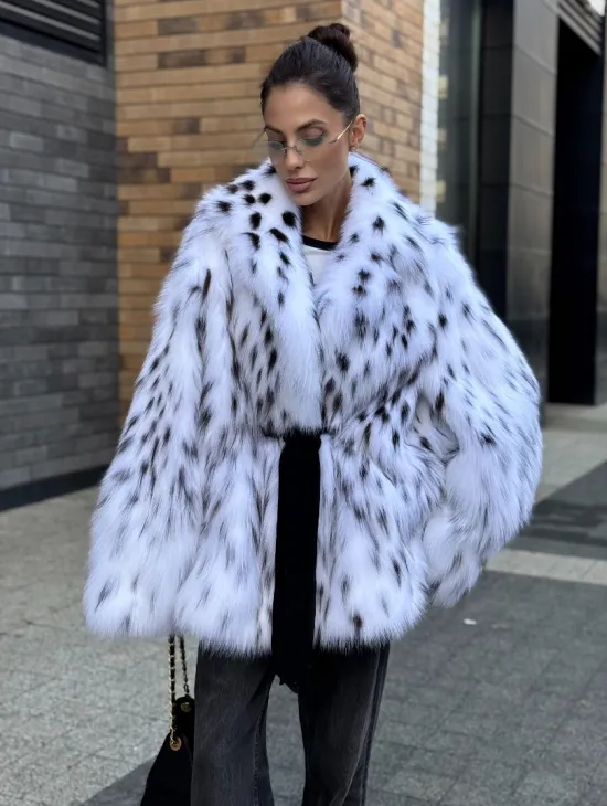 Шуба летучка из меха лисы под рысь Exclusive