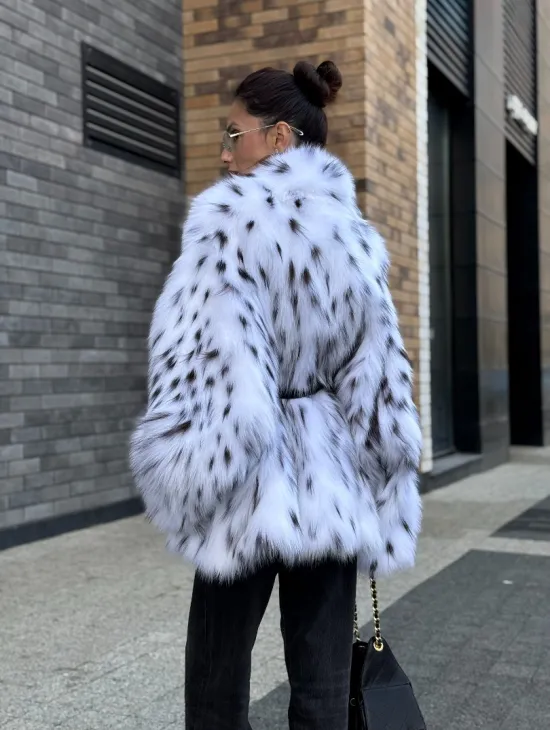 Шуба летучка из меха лисы под рысь Exclusive