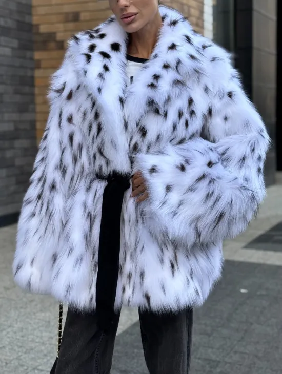 Шуба летучка из меха лисы под рысь Exclusive