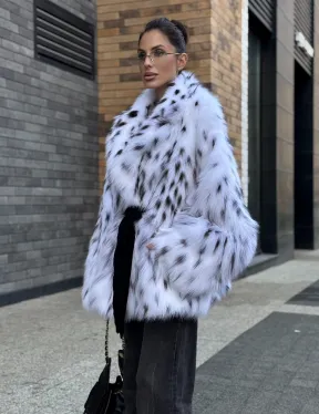 Шуба летучка из меха лисы под рысь Exclusive