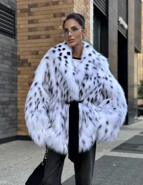 Шуба летучка из меха лисы под рысь Exclusive