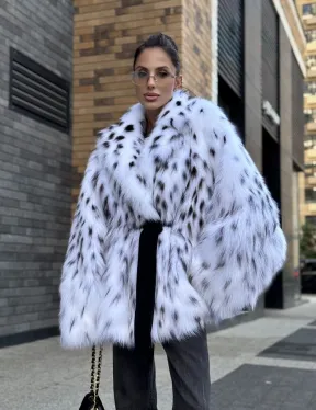 Шуба летучка из меха лисы под рысь Exclusive