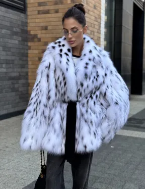 Шуба летучка из меха лисы под рысь Exclusive