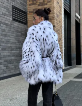 Шуба летучка из меха лисы под рысь Exclusive