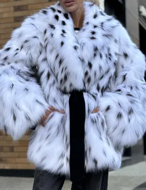 Шуба летучка из меха лисы под рысь Exclusive