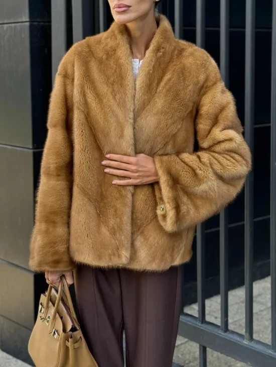 Норковый жакет Gold воротник V-образный