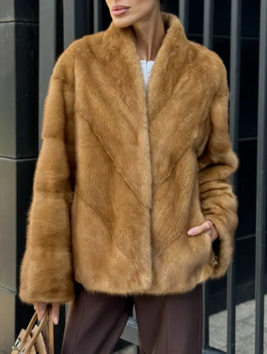 Норковый жакет Gold воротник V-образный