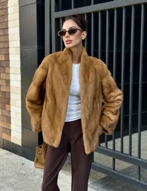 Норковый жакет Gold воротник V-образный