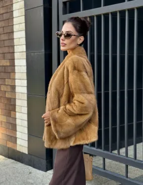 Норковый жакет Gold воротник V-образный