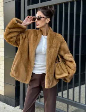 Норковый жакет Gold воротник V-образный