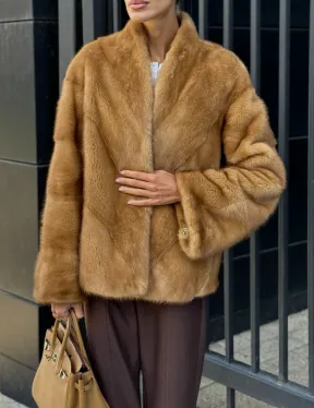 Норковый жакет Gold воротник V-образный