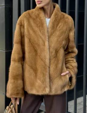 Норковый жакет Gold воротник V-образный