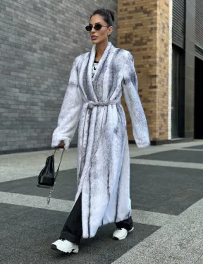 Длинная шуба из натурального импортного меха норки крестовки