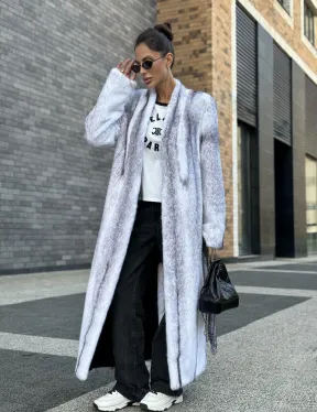 Длинная шуба из натурального импортного меха норки крестовки