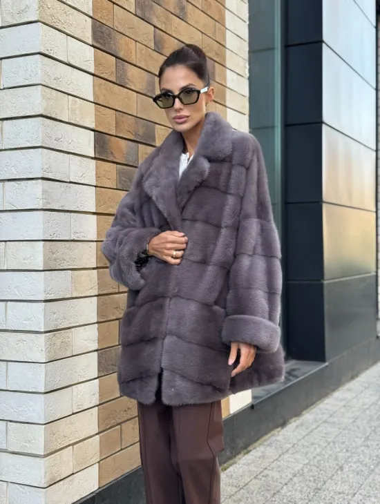 Шуба норковая - жакет лаванда