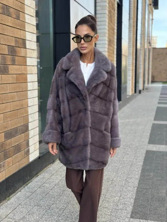 Шуба норковая - жакет лаванда