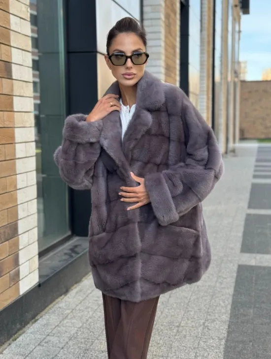 Шуба норковая - жакет лаванда