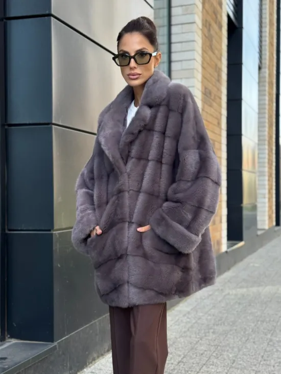 Шуба норковая - жакет лаванда