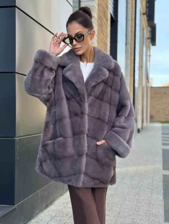 Шуба норковая - жакет лаванда