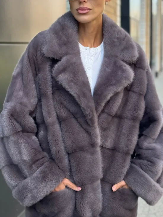 Шуба норковая - жакет лаванда