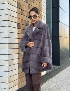 Шуба норковая - жакет лаванда