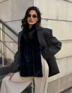 Черная норковая манишка