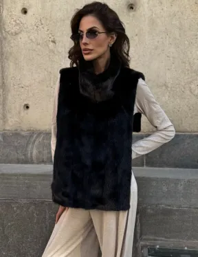 Черная норковая манишка