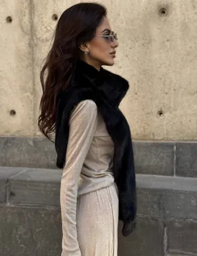 Черная норковая манишка