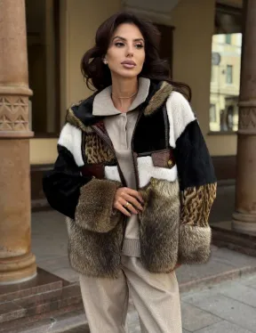 Женская меховая куртка с капюшоном из аукционной норки- черная