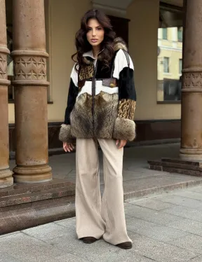 Женская меховая куртка с капюшоном из аукционной норки- черная