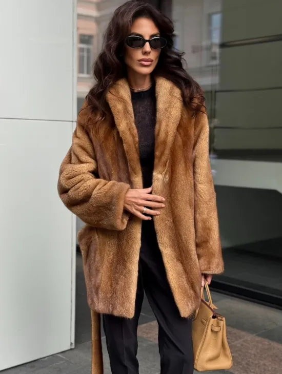 Норка жакет шалевый воротник - цвет Gold