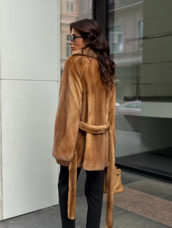 Норка жакет шалевый воротник - цвет Gold