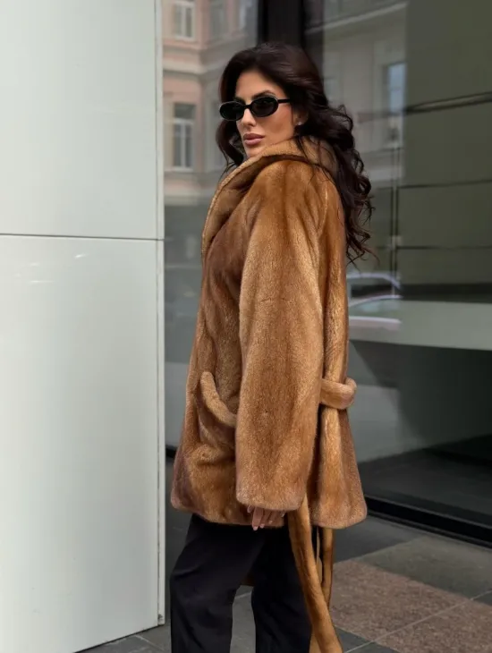Норка жакет шалевый воротник - цвет Gold