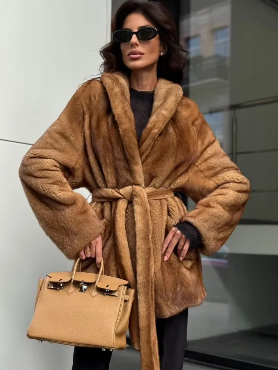 Норка жакет шалевый воротник - цвет Gold