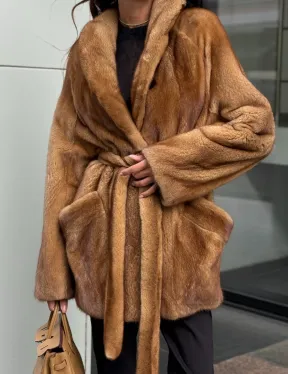 Норка жакет шалевый воротник - цвет Gold