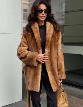 Норка жакет шалевый воротник - цвет Gold