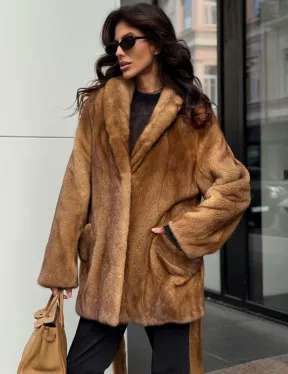 Норка жакет шалевый воротник - цвет Gold