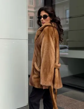 Норка жакет шалевый воротник - цвет Gold