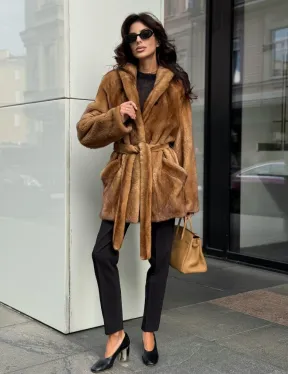 Норка жакет шалевый воротник - цвет Gold