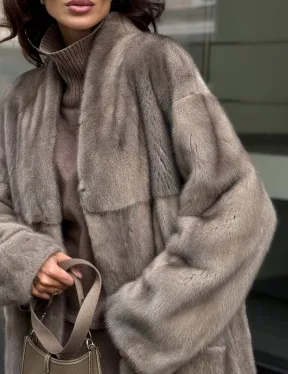 Длинная норковая шуба