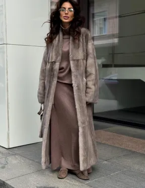 Длинная норковая шуба