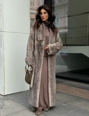Длинная норковая шуба