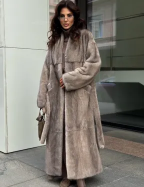 Длинная норковая шуба