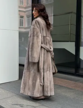 Длинная норковая шуба