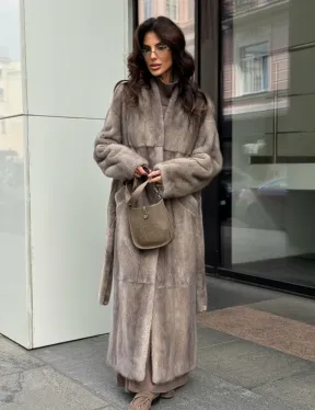 Длинная норковая шуба